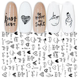Cross-Border Nail Stickers New Japanese European And American 3D Hot Stamping Full Stickers Black And White Rose Heart-Shaped Ink Nail Decals