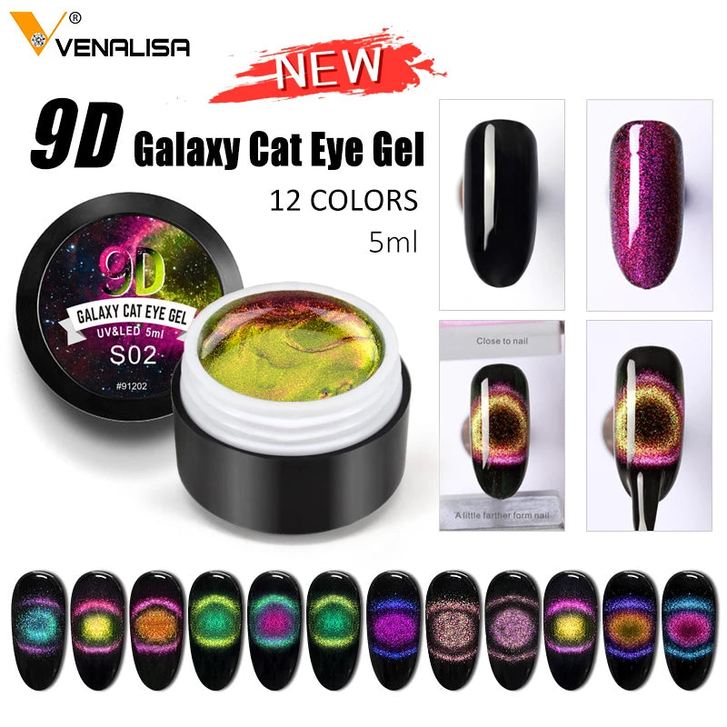 Venalisa 9D Gel Varnish Cat Eye Magic Chameleon Gel Varnish Nail Manicure Galaxy Starry Magnetic Multicolor 5ml Nail Gel Polish