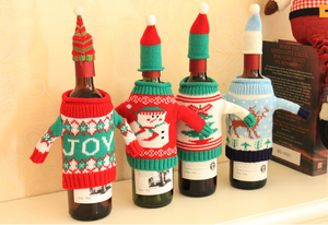 Conjunto de botellas navideñas de punto