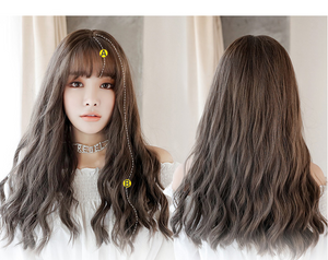 Corn hot long curly hair chemical fiber wig headgear