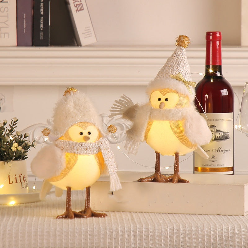 Jingchen Navidad pájaro luminoso regalo de Navidad mesa adornos decorativos