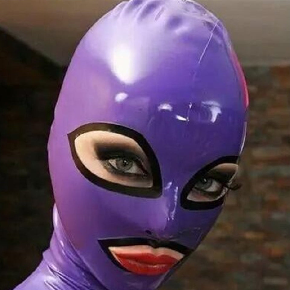 Latex Hood Mask With Zipper Role Play