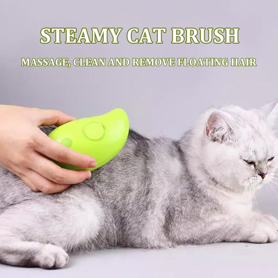 Cepillo de vapor 3 en 1 para gatos, cepillo eléctrico para masaje con pulverizador para perros y gatos, cepillo para el cuidado de mascotas, cepillo para quitar el pelo de gato