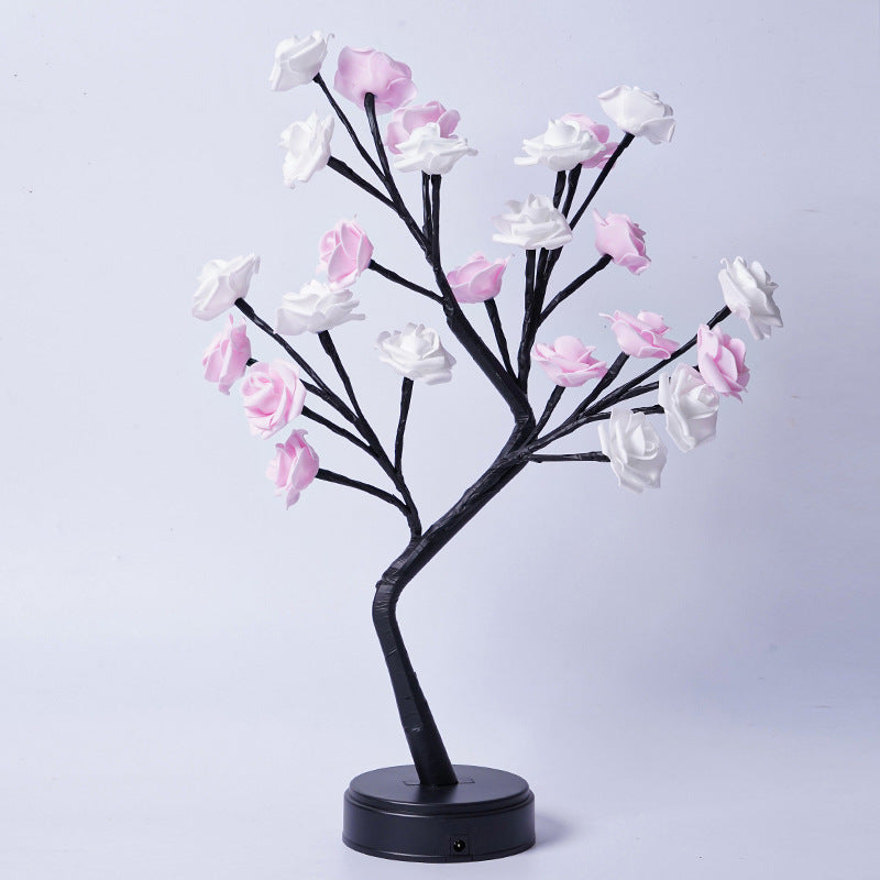 Lámpara de mesa con flores, árbol, rosas, luces nocturnas de escritorio de hadas, regalos operados por USB para decoración de boda, San Valentín y Navidad