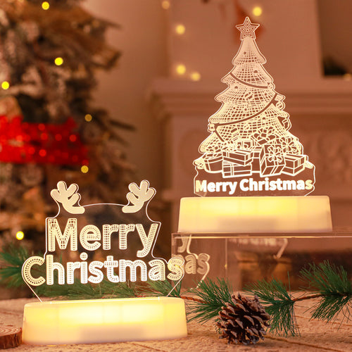 Decoración navideña, lámpara 3D, luces LED acrílicas de noche, Año Nuevo, Día de San Valentín, Navidad, regalo para niños, adornos navideños