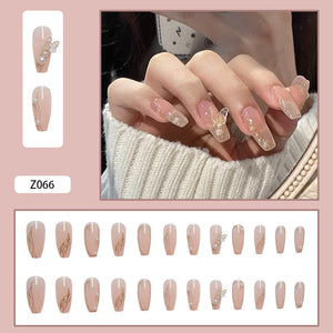Crystal Butterfly Fake Nail Nails Finished Wear