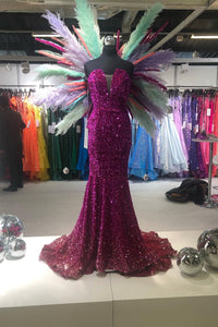 Sequin Strapless Mermaid Long Prom Dress