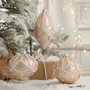 Glaskugel-Tropfenkugel, handgezeichneter Weihnachtskugel-Weihnachtsbaum-Anhänger