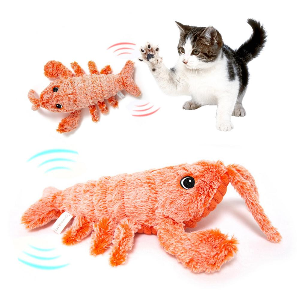 Pet Toys Elektrische springende Garnelen USB-Aufladung Simulation Hummer Lustige Katze Plüsch Haustiere Spielzeug
