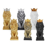 Nordic Style Crown Lion Statue Handicraft Decorations for Home Office Hotel Desk