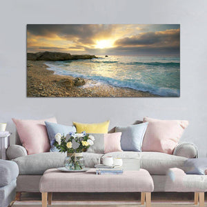 Playa lienzo impresión océano ola puesta de sol mar sin marco pinturas arte pared decoración del hogar 