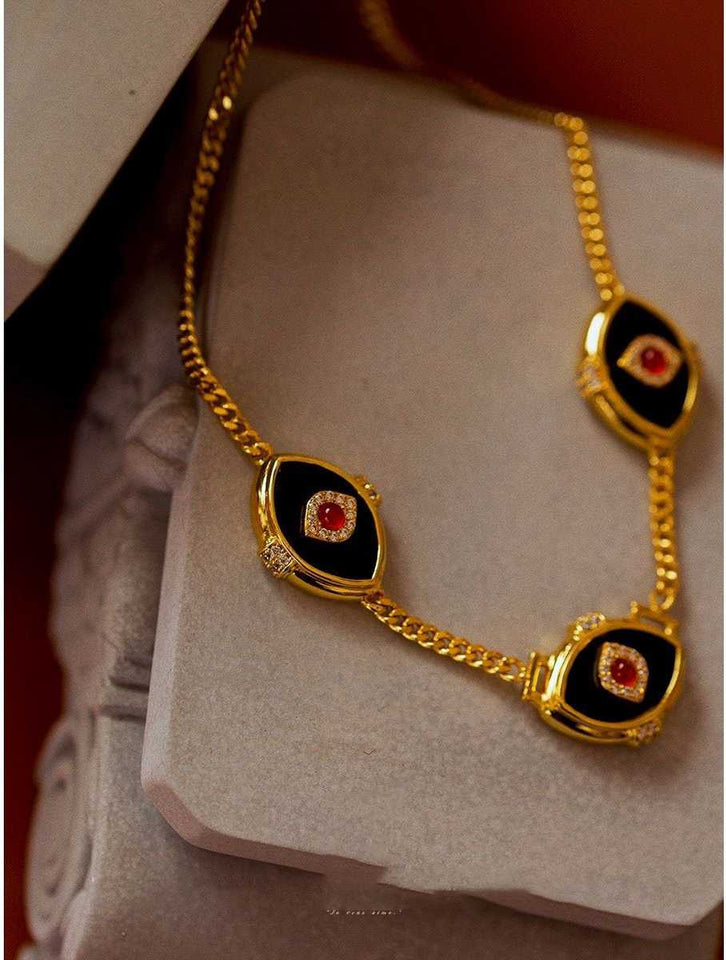 Fashion Trend Design Vintage Horse Eye Mystery Necklace Cuban Chain