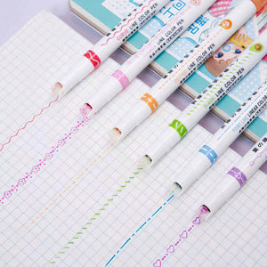 💖BEST GIFTS FOR KIDS Dual Tip Pens with 6 Different Curve Shapes Fine Tips