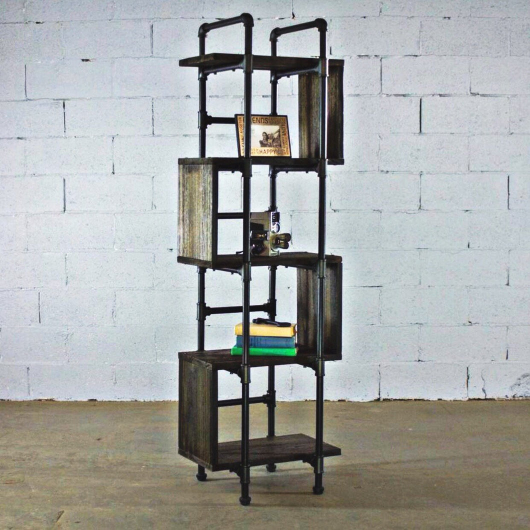Modern Five Shelf Open Pipe Display Bookcase