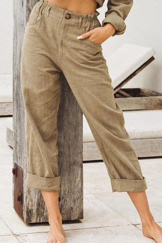 Pantalones rectos sueltos casuales de cintura alta (4 colores)