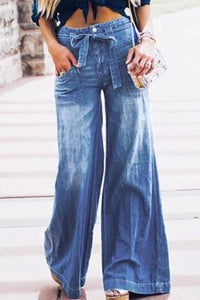 Casual Street Solid Frenulum Jeans sueltos de mezclilla 
