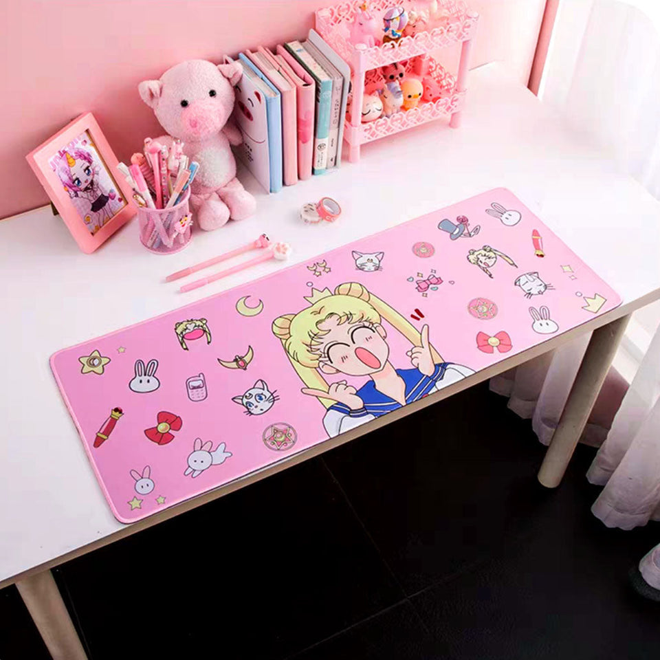 Alfombrilla de ratón extendida larga de Sailor Moon y Sakura Cardcaptor