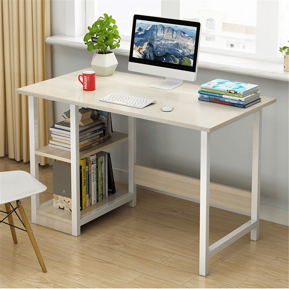 Writing Study Table Computer Desk PC Office Home Workstation Book Shelf Wooden