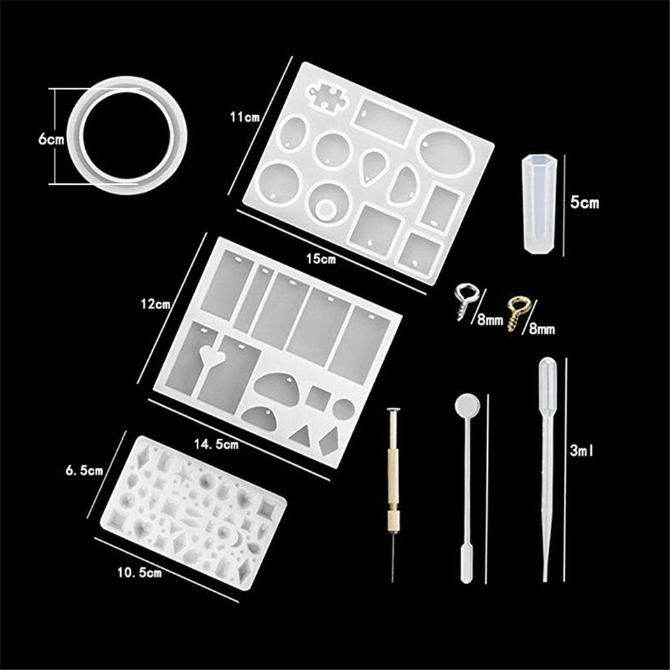Silicone Casting Resin Molds Set for Resin Jewelry DIY Resin Pendant Bracelet Silicone Casting Mould