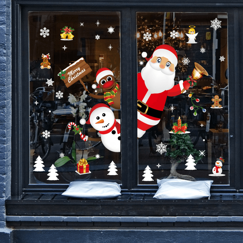 Miico SK9241 Christmas Sticker Cartoon Santa Claus Pattern Wall Stickers Removable for Room Decoration
