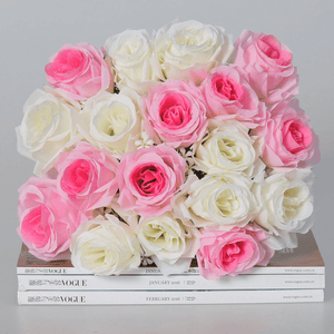 18 Head / Bouquet 15'' Artificial Silk Roses Flowers Bridal Home Wedding Decor Supplies