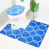 3Pcs Lantern Pattern Bathroom Mat Set Antiskid Washroom Carpet Contour Mat Toilet Seat Lid Cover