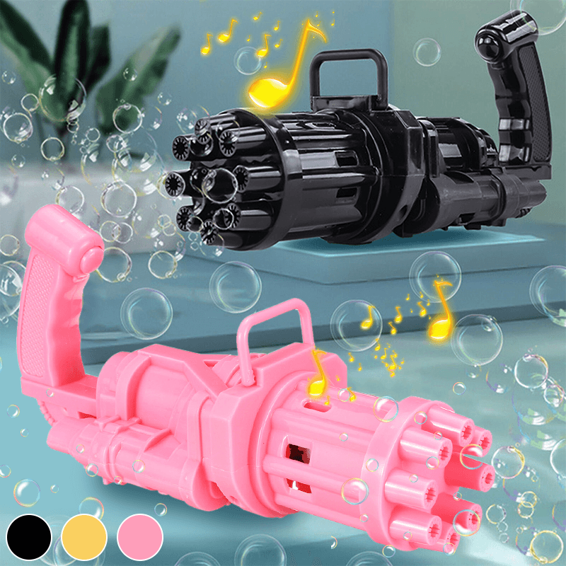 2 in 1 Multi-Color Electric Bubble Machine Maker & Mini Fan One Key Bubble 8-Hole Output Toy with Music & Lights for Kids Play Gift