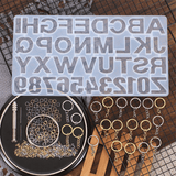 224Pcs Keychain Making Kit Jewelry Number Alphabet Silicone Mould Key Rings Jump Rings Twist Drill Screw Eye Pins Set