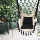 Tassel Hammock Chair with Rod Outdoor Indoor Dormitory Bedroom Yard Travel Camping for Child Adult Swinging Hanging Single Safety Chair Hammock