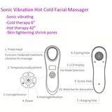 Dispositivo ultrasónico para estiramiento de la piel con martillo en frío y caliente, masajeador de belleza para estiramiento facial, máquina de belleza para Spa