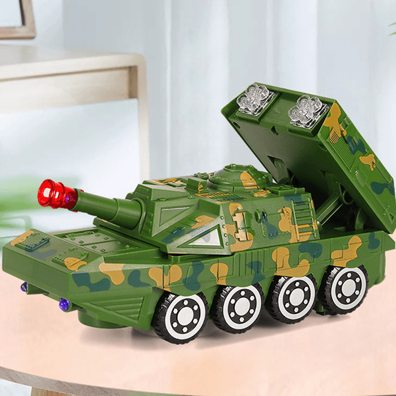 Electric Acousto-Optic Universal Wheel Transform Armed Vehicle Model with LED Lights Music Diecast Toy for Kids Gift