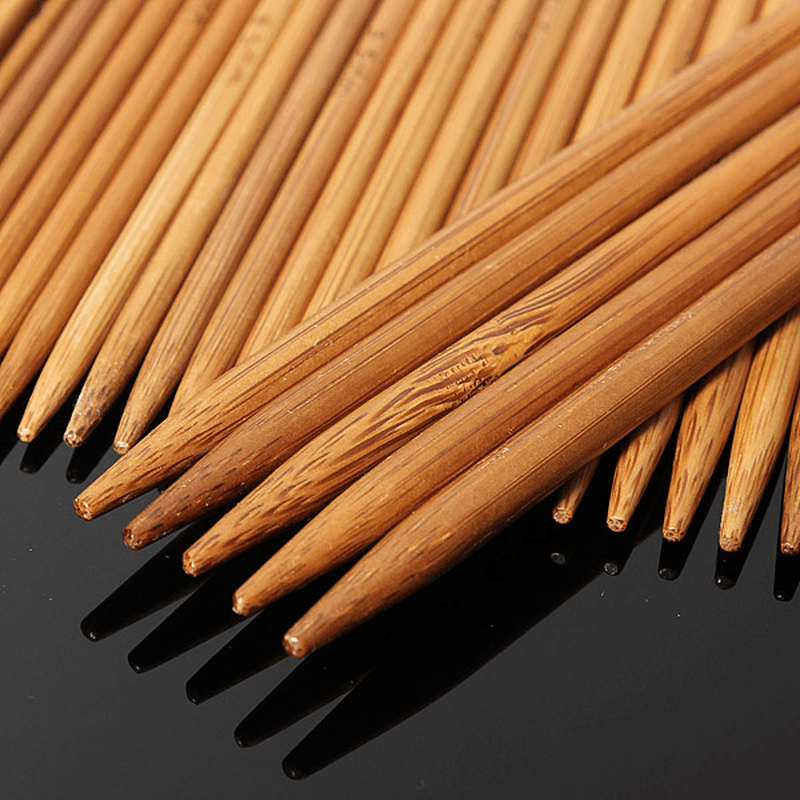 55Pcs 11 Sizes Carbonized Bamboo Double Pointed Knitting Needles Hat Sweater Scarf Crochet Hook