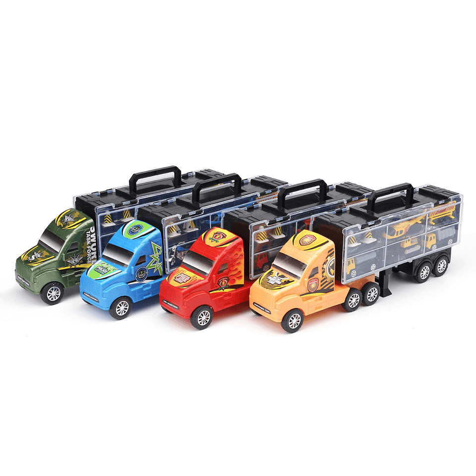 Alloy Trailer Container Car Storage Box Diecast Car Model Set Toy for Children'S Gift