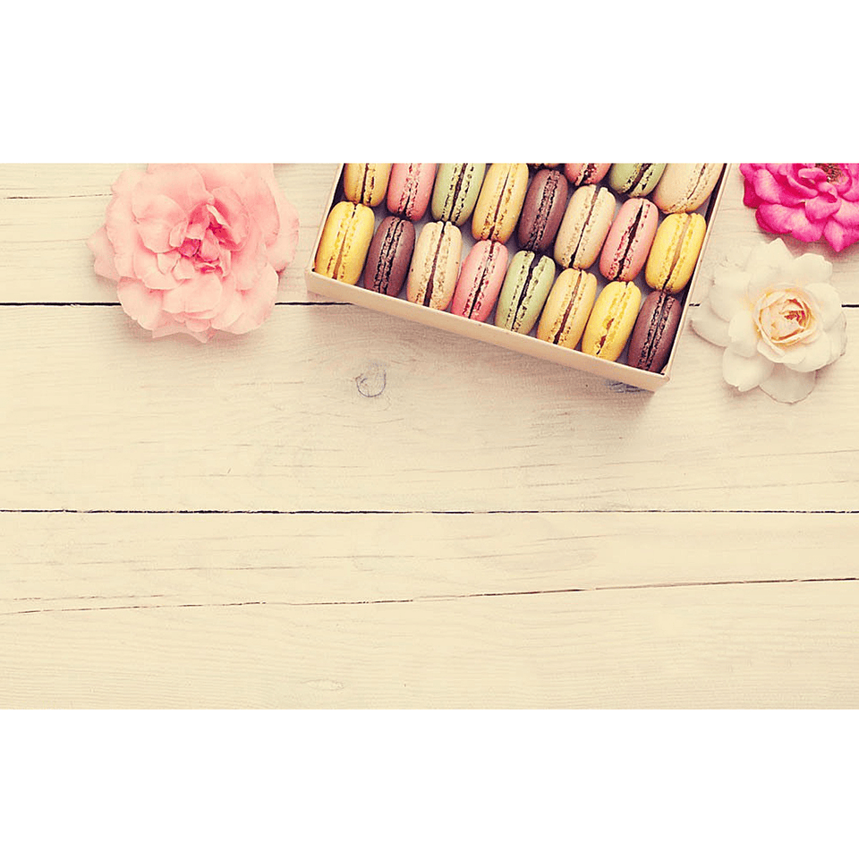 5X3Ft Macaron Flowers Wooden Wall Photography Backdrop Studio Prop Background