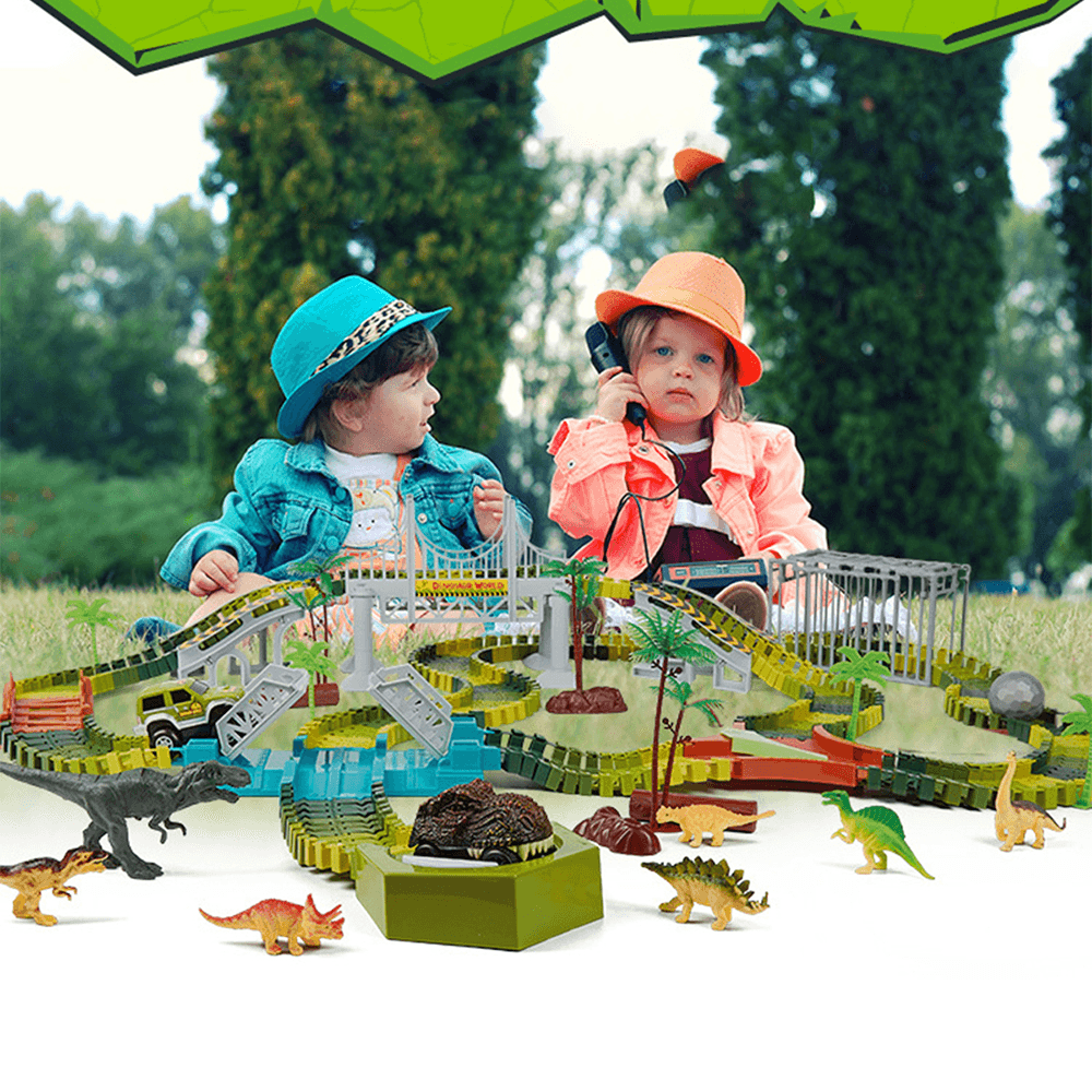 Dinosaur World Flexible Racing Car Track Toys Construction Play Game Educational Set Toy for Kids Gift