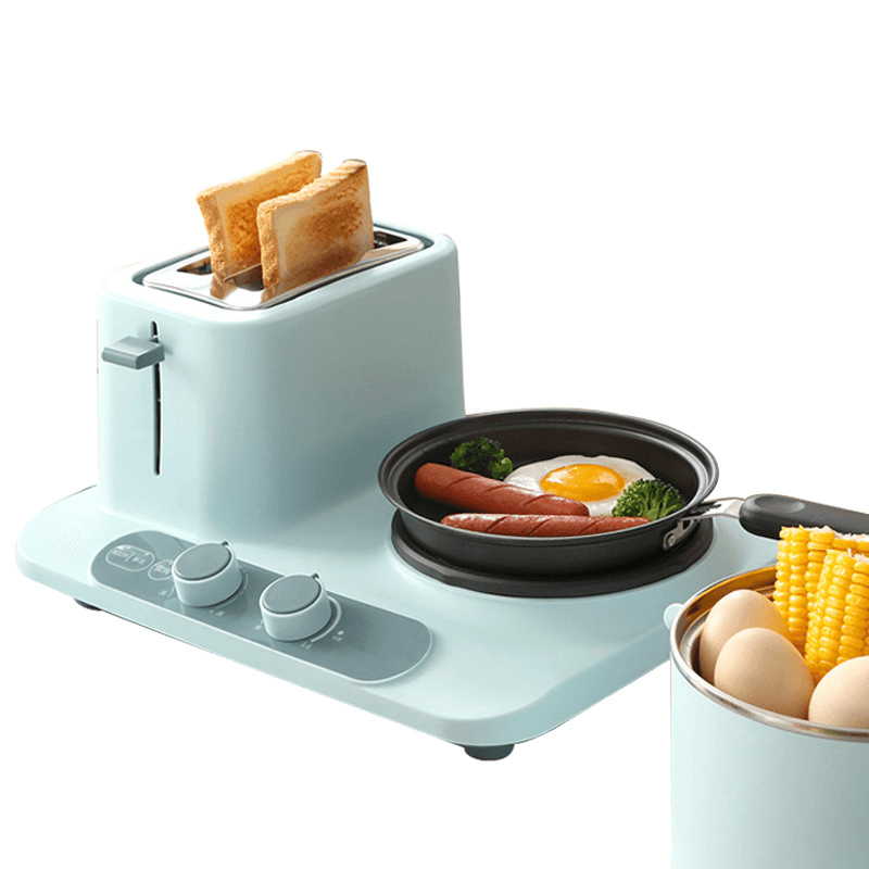 Donlim DL-3405 Multifunktions-Toaster, Frühstücksmaschine, Sandwich-Backofen, Omelett-Bratpfanne, Mini-Multikocher, Eierkocher, Dampfgarer