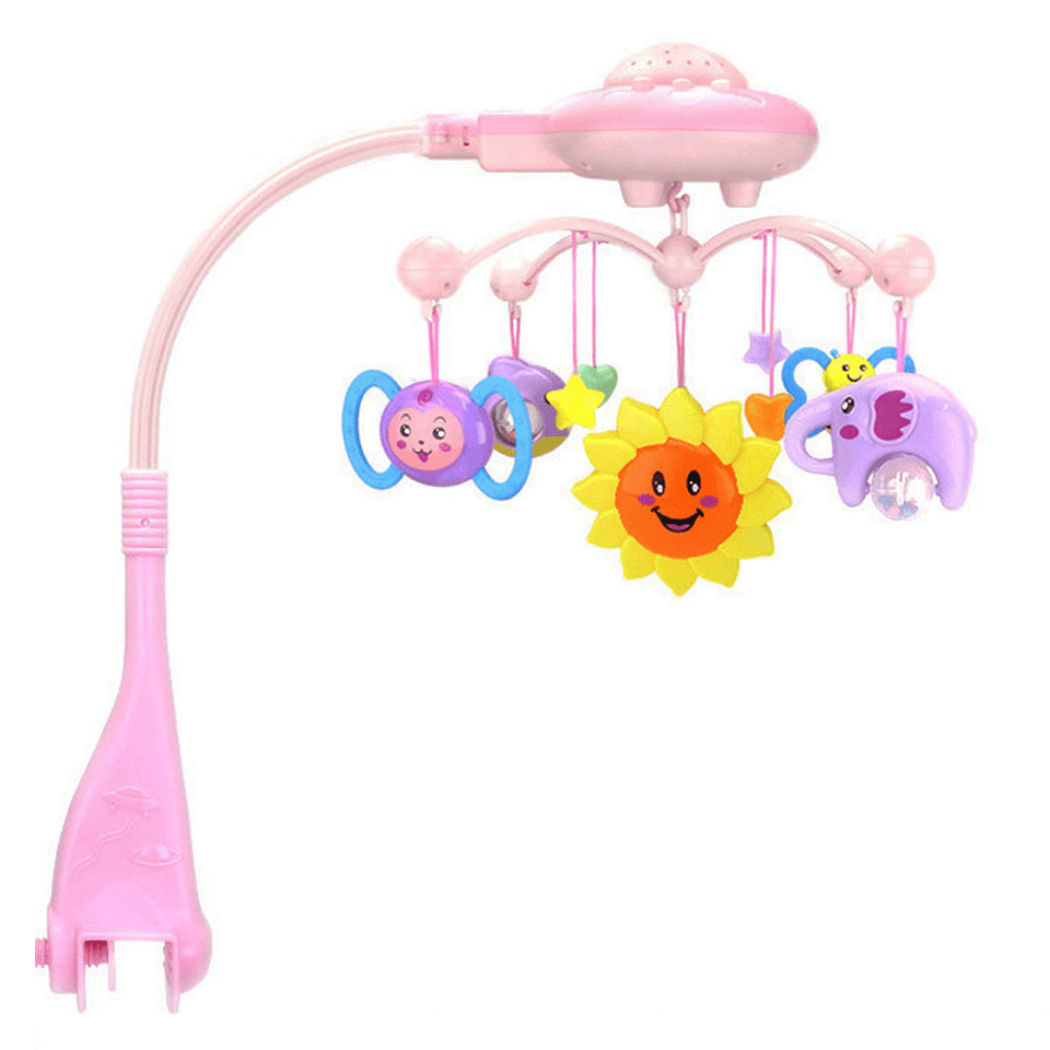 Crib Mobile Musical Bed Bell with Animal Rattles Projection Early Learning Toys 0-12 Months