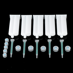 5Pcs/Set 50Ml 2:1 AB Glue Tube Dual Glue Cartridge Two Component Dispenser Tube with Mixing Tube Mixing Syringe for Industrial Glue Applicator