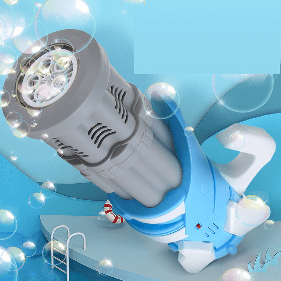 Electric Bubble Gatling Machine Maker One Key Bubble 5-Hole Output Toy with Light and Music for Kids Play Gift