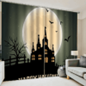 132*160Cm Blackout Window Curtains Halloween Printed Curtains for Living Room Festival Decoration