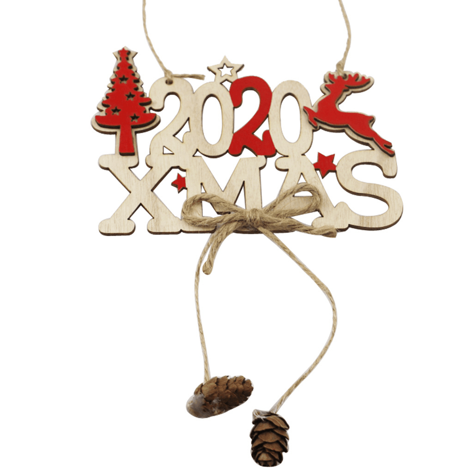 1Pc Christmas Alphabet 2020 Wooden Hanging Elk Christmas Decoration Door Hanging Pendant Xmas Ornament