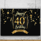 30/40/50Th Happy Birthday Black Photography Backdrop Gold Photo Background Props Party Decoration