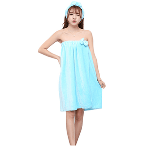 Honana BX-399 Flannel Soft Bath Towel Bathrobe Women'S SPA Bath Towel Set with Hair Band