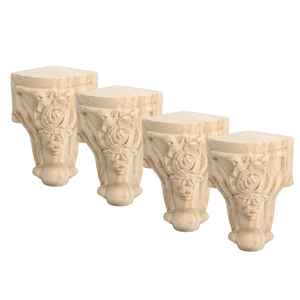 4Pcs Solid Wood Carved Furniture Foot Leg Support TV Cabinet Couch Sofa European Style