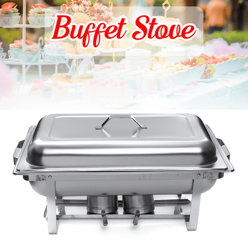9L a Set Buffet Stove of Two Plates Variable Heat Control Food Warmer Storage Decor Decorations for Wedding Party Canteen
