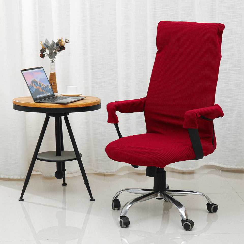 L Size Swivel Computer Chair Cover Stretch with 2 Armrest Covers Armchair Slipcover Seat