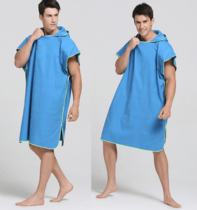 Adult Wearable Bathrobe Beach Towel Quick Drying Hooded Changing Robe Sunscreen Cloak Bath Towel Poncho Microfiber Surf Swimsuit Cloak