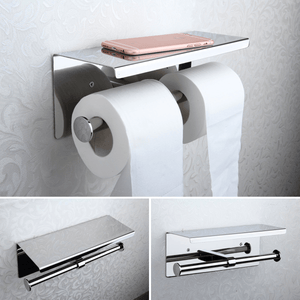 304 Stainless Steel Toilet Paper Two Rolls Holder Towel Phone Storage Towel Storage Bath Hook