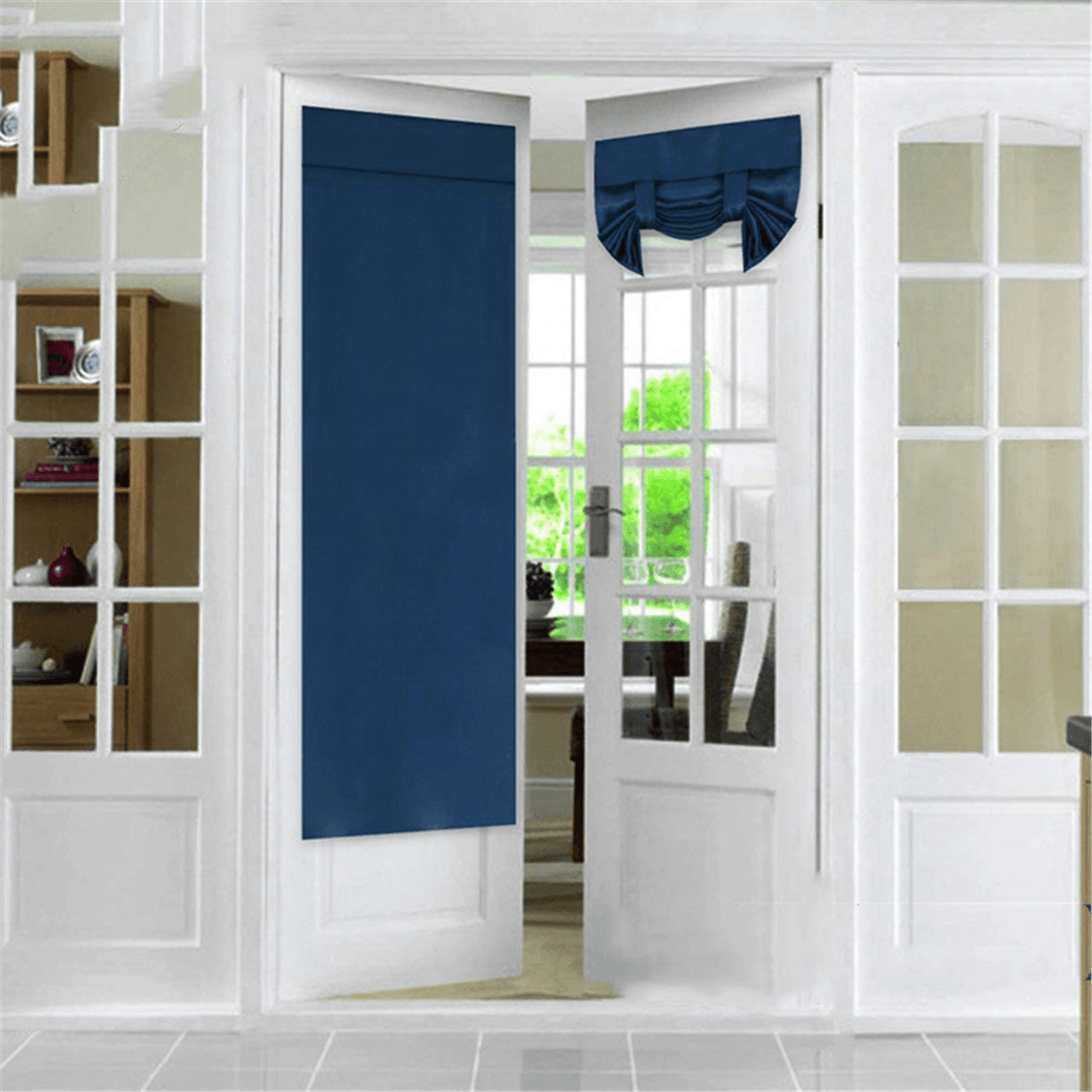 66X173Cm French Door Window Curtain Shading Curtain Folding Pure Color Curtain for Home Window Decoration
