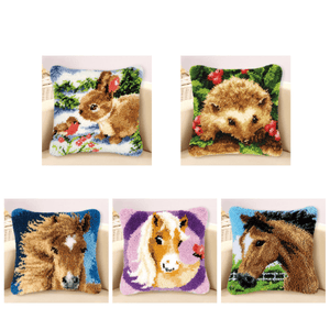 Funny Animal Pattern Latch Hook Kit Pillow Case Making Kit DIY Craft 43X43Cm